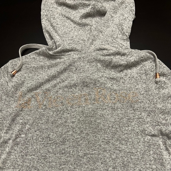 Heather grey la vie en rose hoodie - Picture 3 of 13
